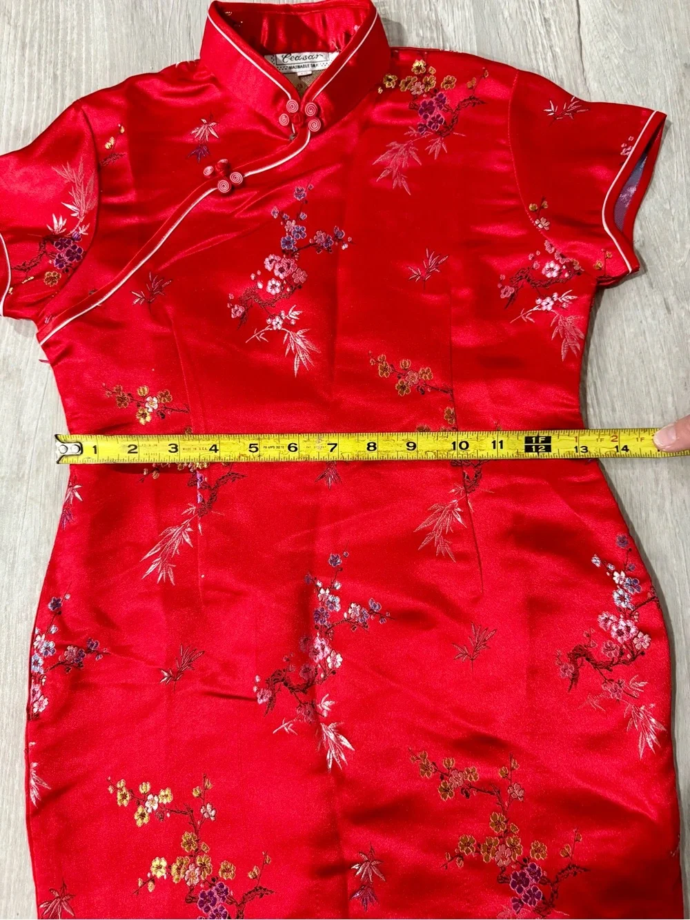 Vintage Ceasar Children’s Red 100% Silk Floral Qipao Cheongsam Dress Size 12